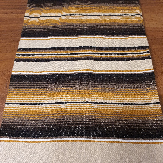 Mexican table runner, serape table runner, brown, mustard, beige, artisan, camino de mesa Mexicano