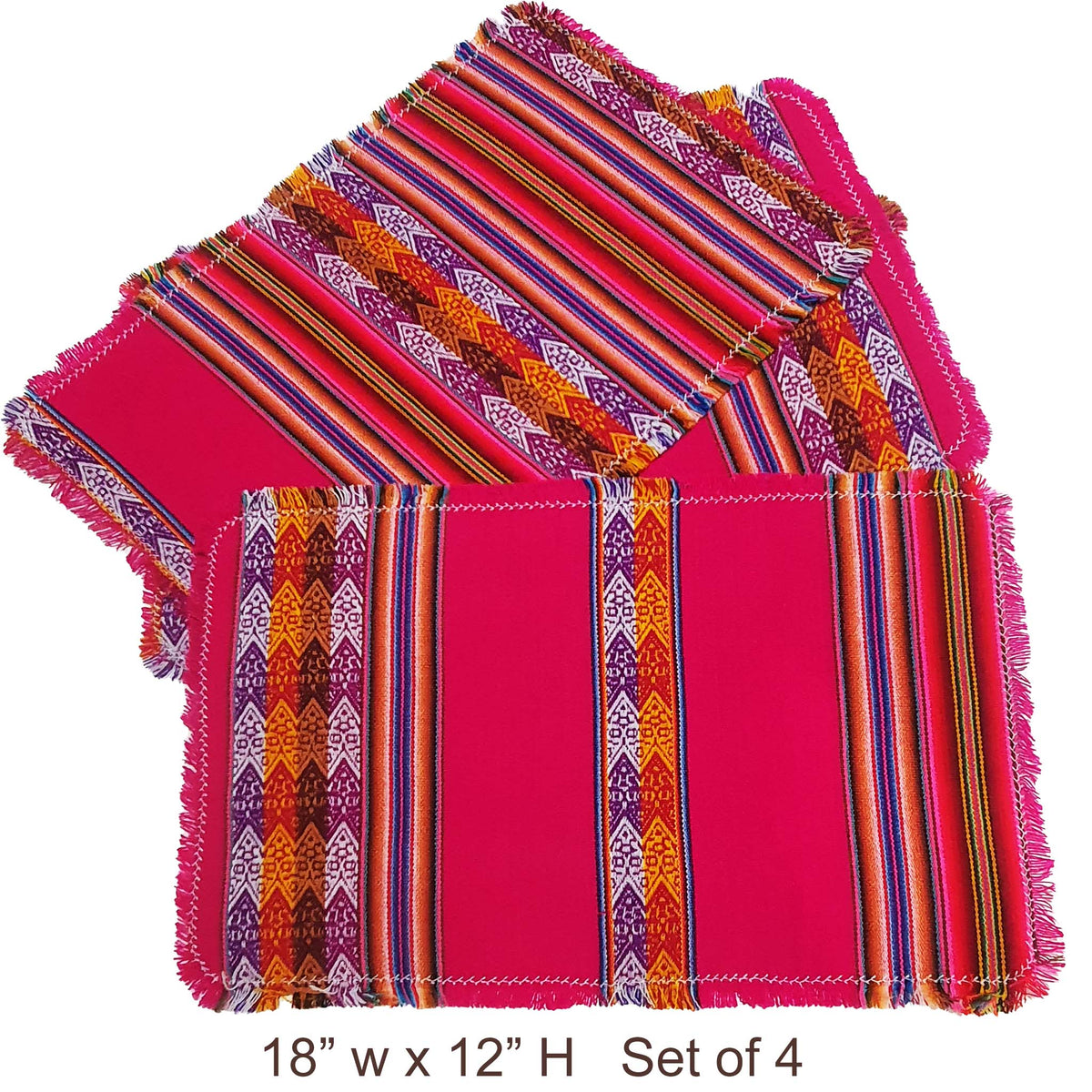 Clearance, on sale, Andean, Placemats, Inca, Peruvian, non-skid, non-slip, anti-skid, fabric, washable, fuchsia, magenta, Inca design, rectangular