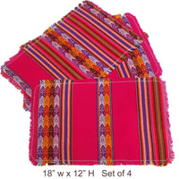 Clearance, on sale, Andean, Placemats, Inca, Peruvian, non-skid, non-slip, anti-skid, fabric, washable, fuchsia, magenta, Inca design, rectangular
