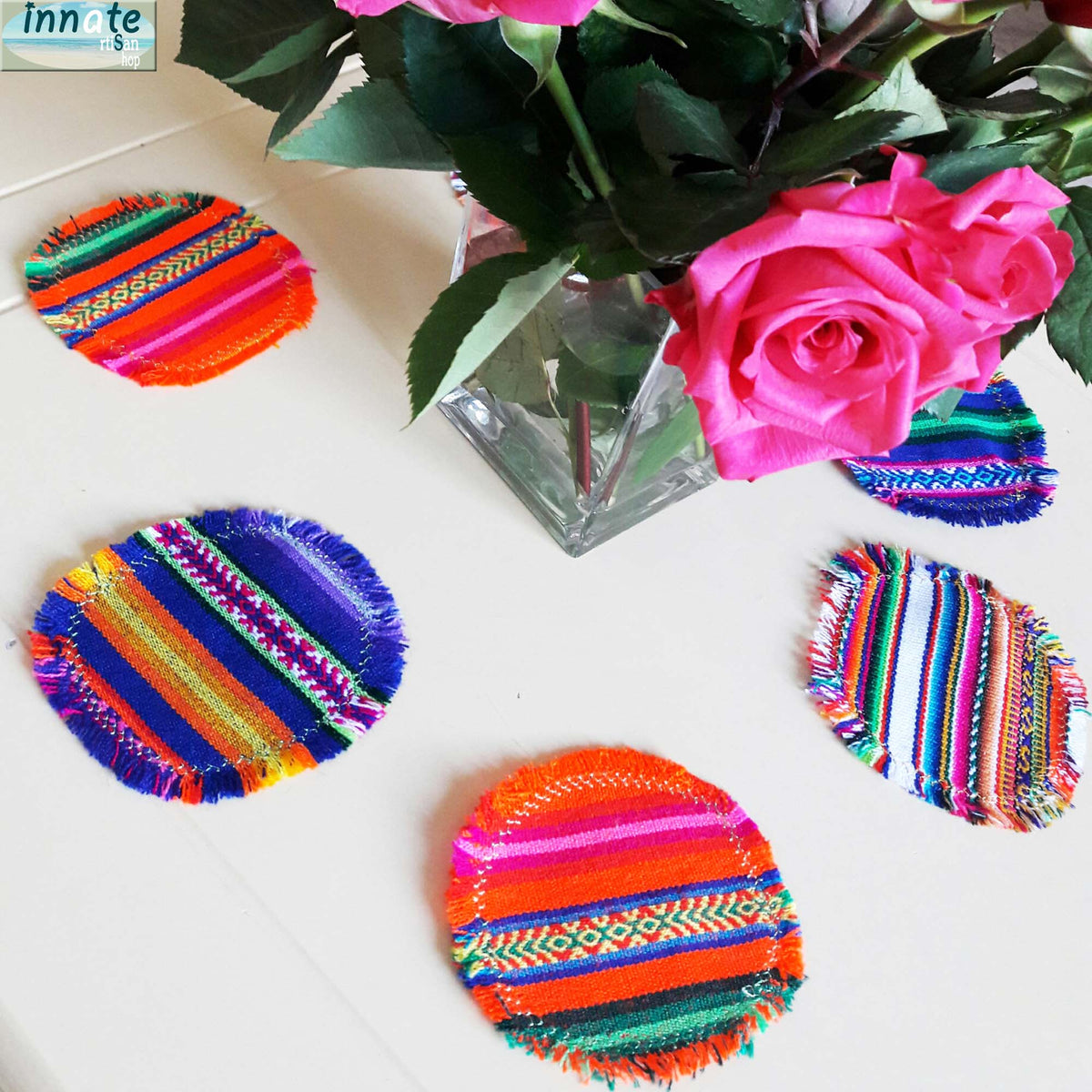 Coasters oval Inca design, South America,peruvian,decor,linen,Andean coasters,peruanos,portavaso,aguayo, artisan, Andean linen