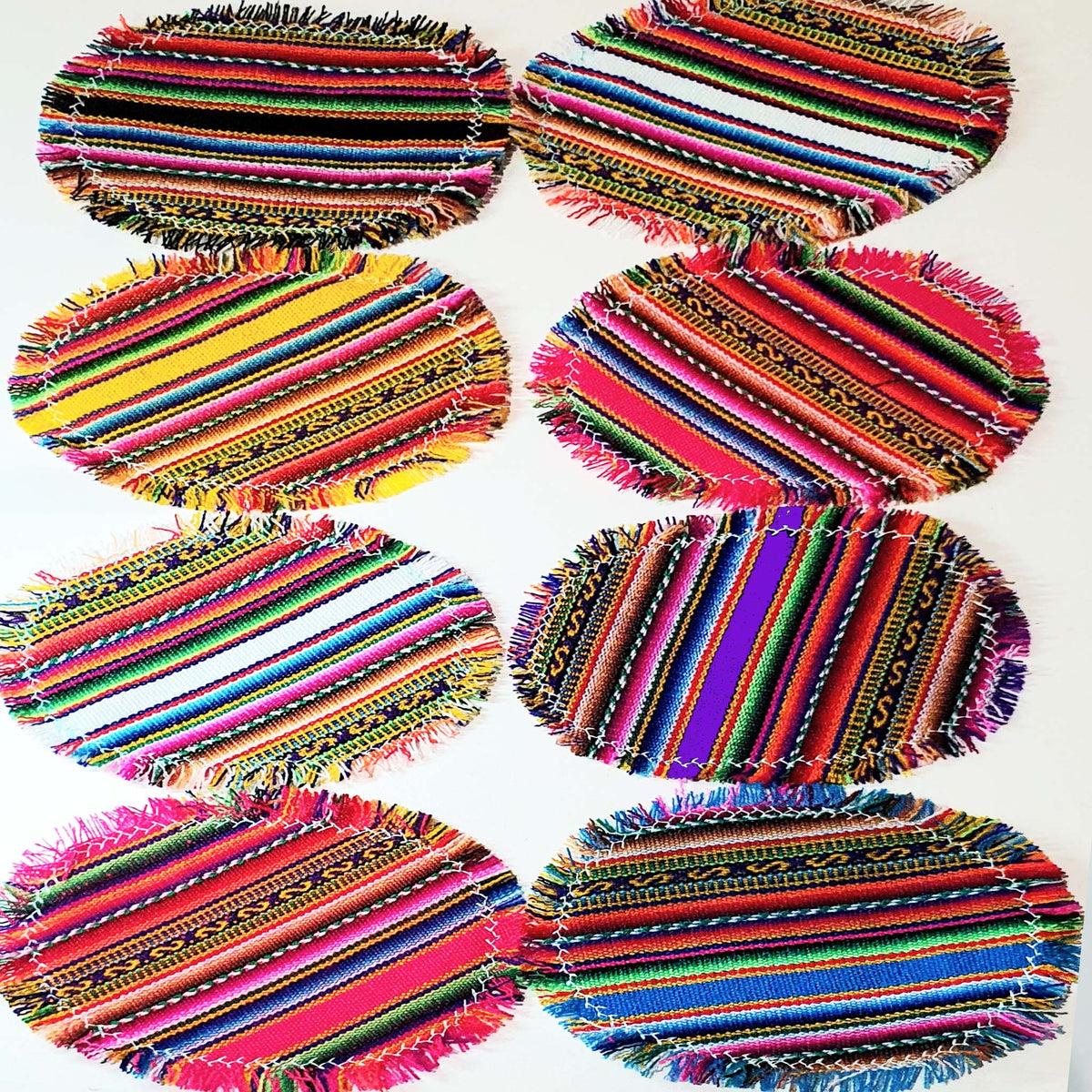 coasters, oval, round, andean, assorted, woven, non-skid, sets, gift, Inca design