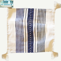 throw pillow, cover, woven, Mexican, navy blue, striped, washable, square, artisan, Oaxaca
