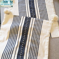 throw pillow, cover, woven, Mexican, navy blue, striped, washable, square, artisan, Oaxaca