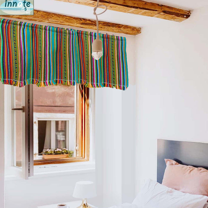 Curtains, custom, valance, cortinas, balance, a medida, andinas, Peruanas, Cusco, Cuzco, Sud America, South American curtains, Aguayo, teal, green, emerald, verde, esmeralda