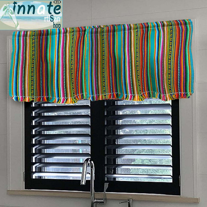 Curtains, custom, valance, cortinas, balance, a medida, andinas, Peruanas, Cusco, Cuzco, Sud America, South American curtains, Aguayo, teal, green, emerald, verde, esmeralda