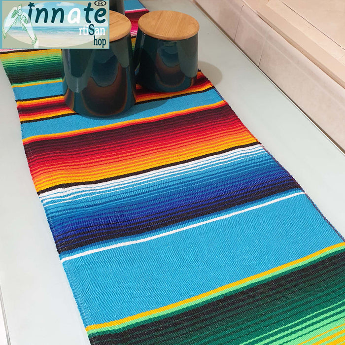 serape, table runner, light blue, sky blue, royal blue, turquoise, caminos de mesa, azul, rey, celeste