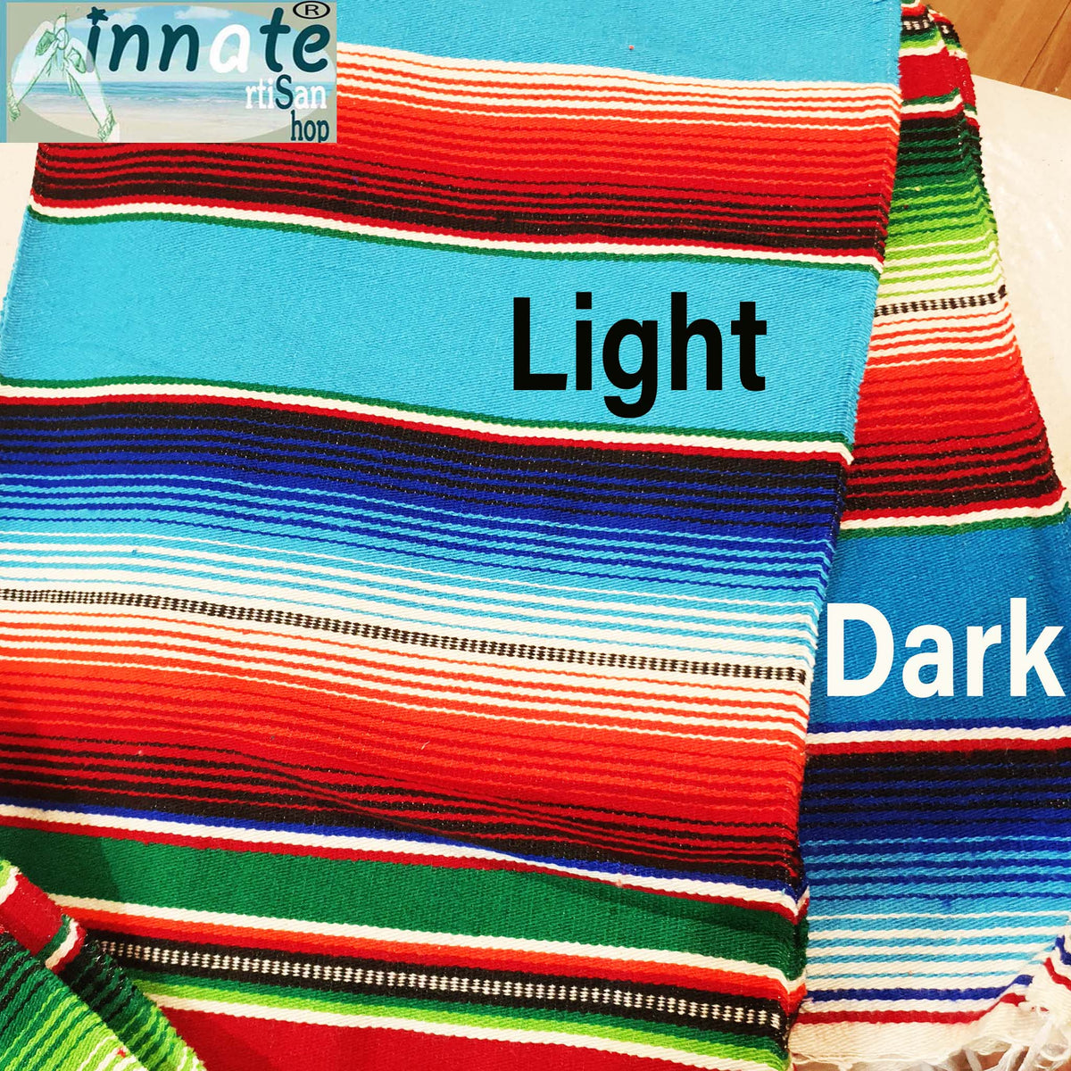 serape, table runner, light blue, sky blue, royal blue, turquoise, caminos de mesa, azul, rey, celeste, Mexican table runner