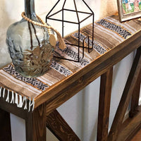 blanket, table runner, rustic, woven, Mexican, Southwest, loom, artisan, beige, camel tone