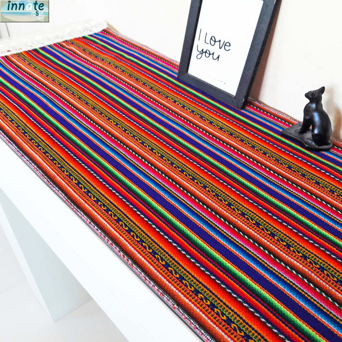 purple table runner, andean, peruvian, table runner, cusco, cuzco, stripes, aguayo, morado, rayado, andino