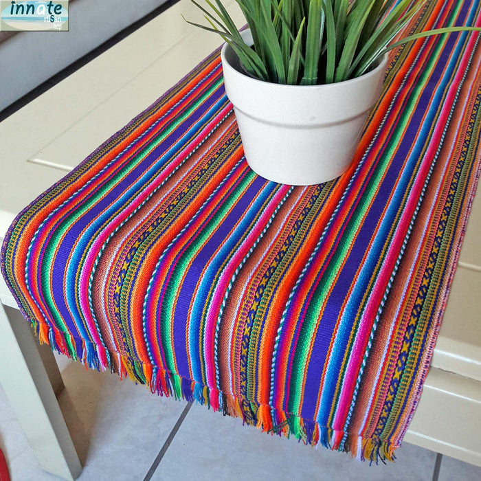 purple table runner, andean, peruvian, table runner, cusco, cuzco, stripes, aguayo, morado, rayado, andino