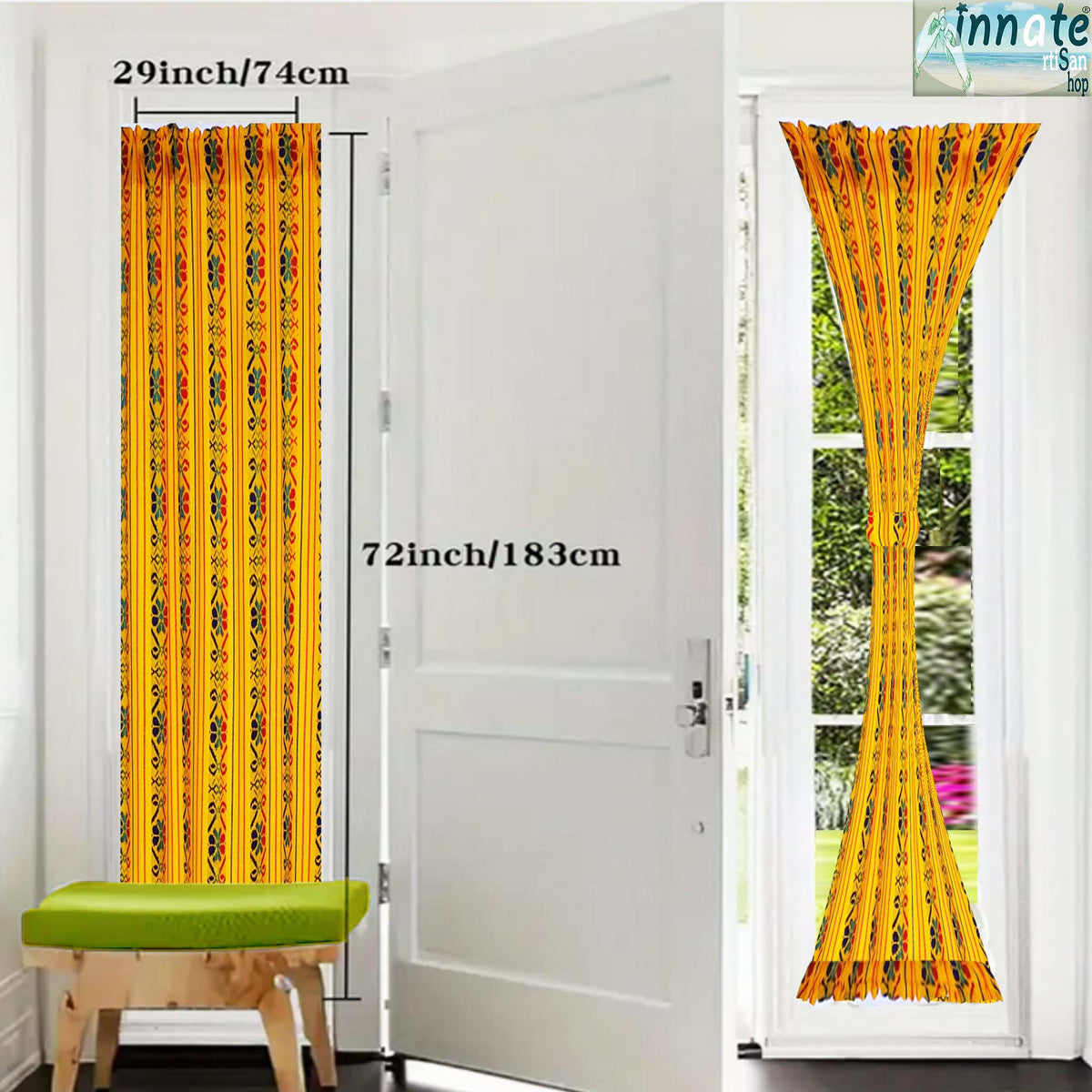 Mexican privacy French Door Curtain, door curtain panel - Innate Artisan Shop