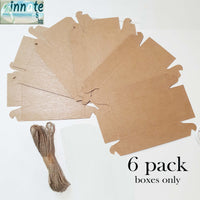 Boxes, brown Kraft six-pack, recycled, small, oil proof - Innate Artisan Shop, small, box, boxes, for soaps, jewelry, unassembled,  with tags, with cord, bulk