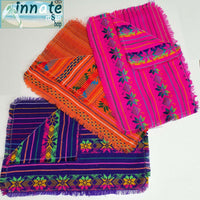 Mexican placemats, manteles individuales, fucsia, naranja, morado, purple placemats, artisan placemats, artesanos