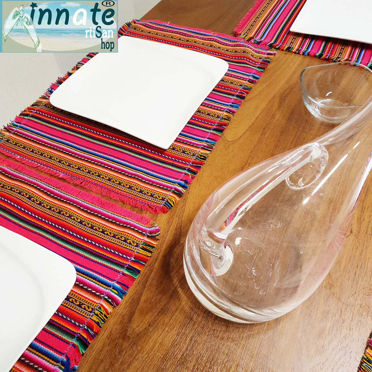 fuchsia placemats, andean placemats, individuales peruanos, manteles individuales, rosa, hot pink placemats, aguayo placemats, fucsia