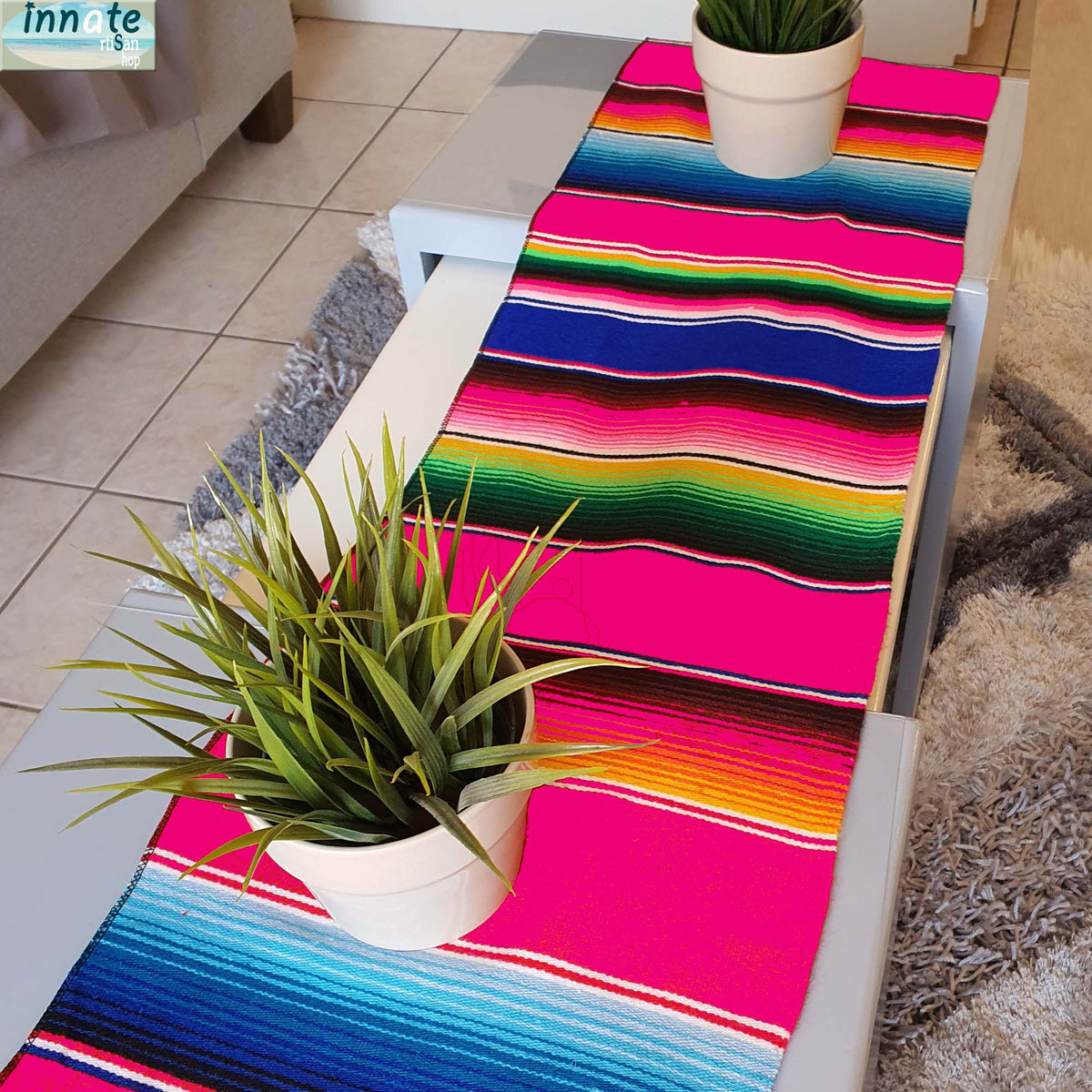 Mexican, table runner, serape, fuchsia, hot pink, 7ft, camino de mesa, Mexicano, sarape, zarape, fucsia, rosa, largo