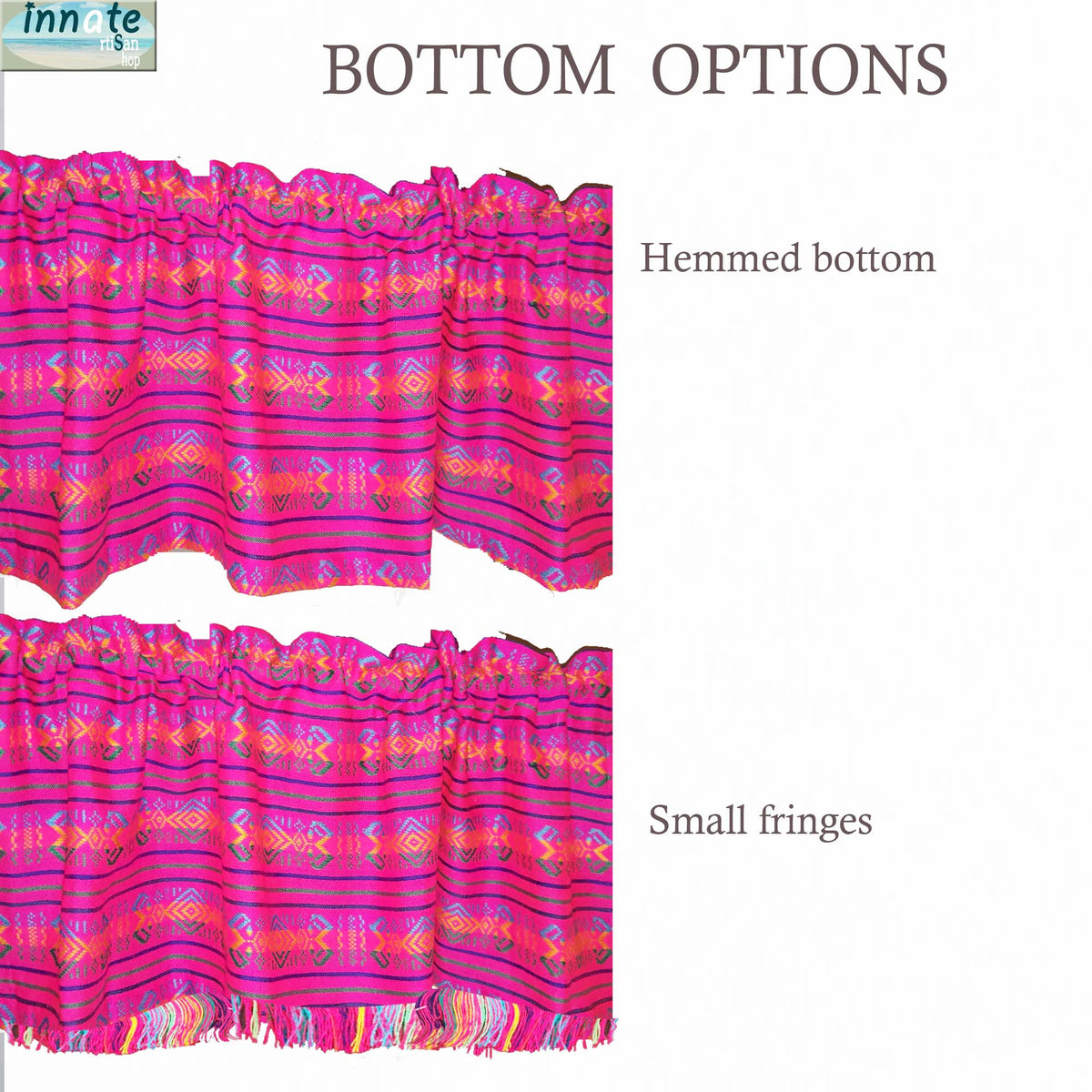 cenefa Mexicana, fucsia, rosa, Maya, Aztec, Mexican valance, curtain, pink, fuchsia, valance, custom