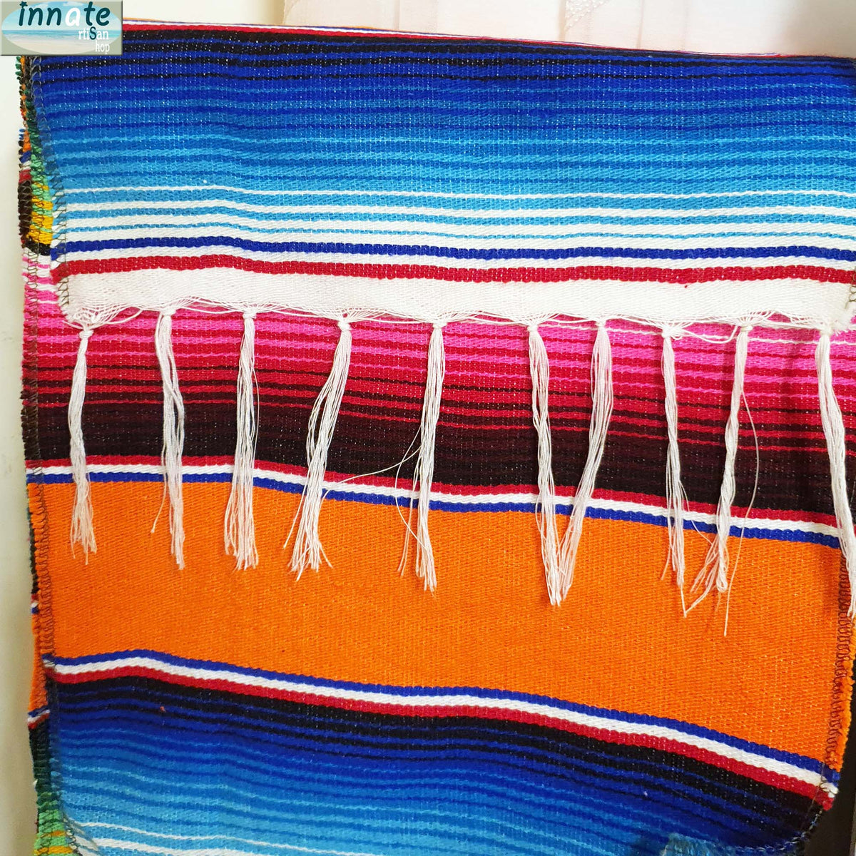 serape table runner, camino de mesa sarape, sarape, zarape, serape orange, sarape naranja, innate artisan shop