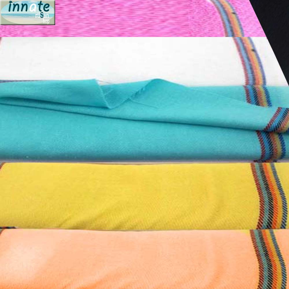 Mexican Jerga fabric 17 W Mexican fabric by the yard yellow turquo Innate Artisan Shop