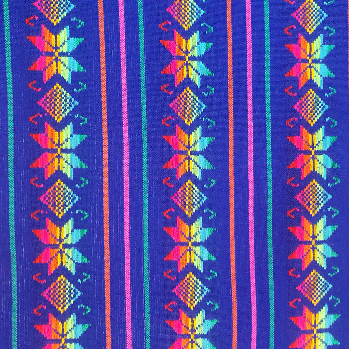 telas mexicanas, por yarda, azul rey, azteca, maya, fiesta mexicana, cinco de mayo, mexican fabric, royal blue, cambaya, woven fabric