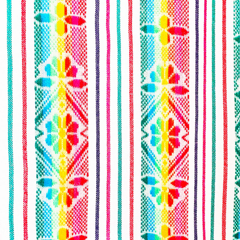 mantel Mexicano, Mexican tablecloth, camino de mesa, table runner, white, woven, cambaya, aztec, mayan, floral print, light