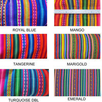 stylish, table runner, andean, peruvian, cusco, tablecloth, artisan, handmade, authentic, fuchsia, red, turquoise, royal blue, purple, tangerine, white
