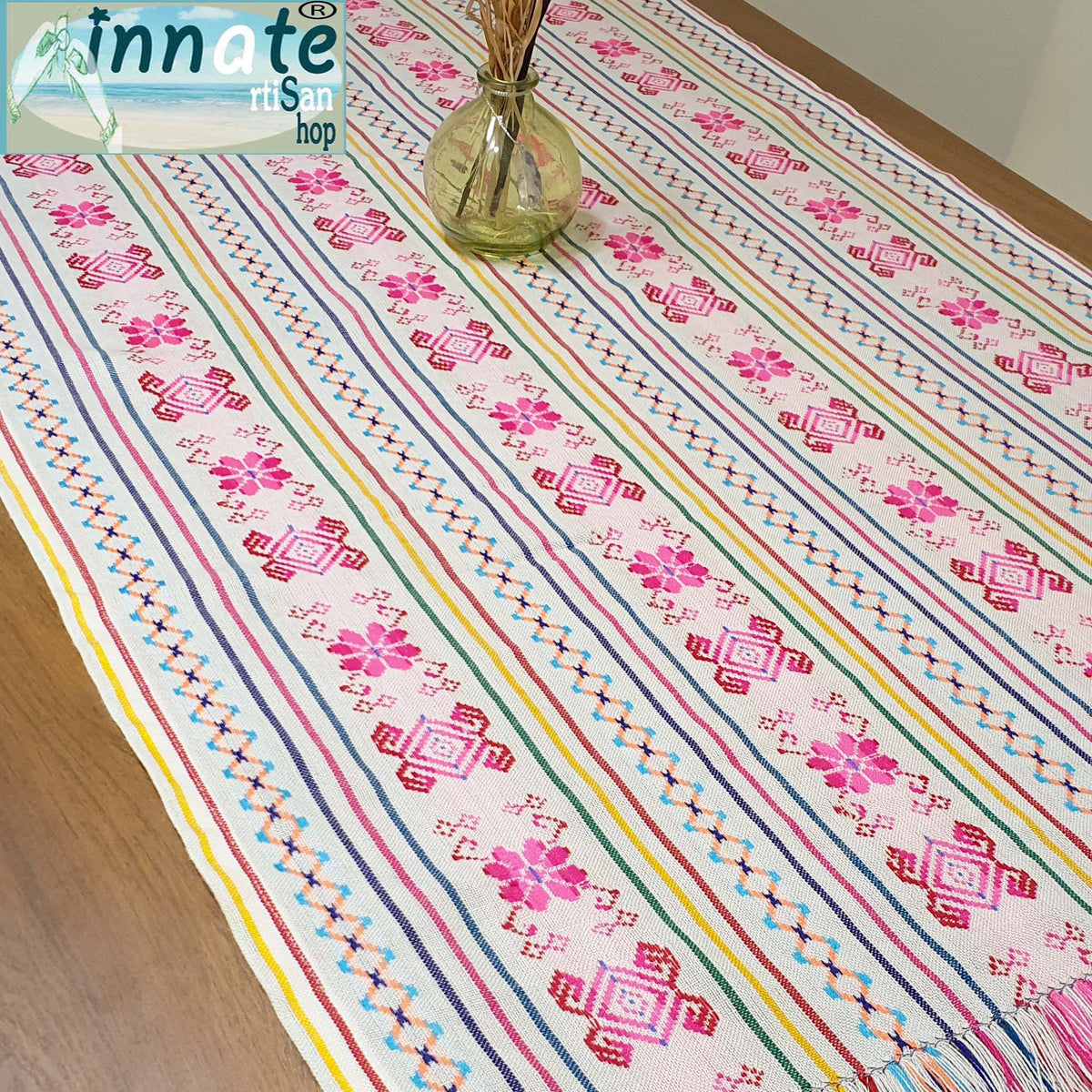 fiesta table runner, Mexican tablecloth, Mexican table runner, camino de mesa Mexicano, blanco, Aztec, linen, artisan, white table runner