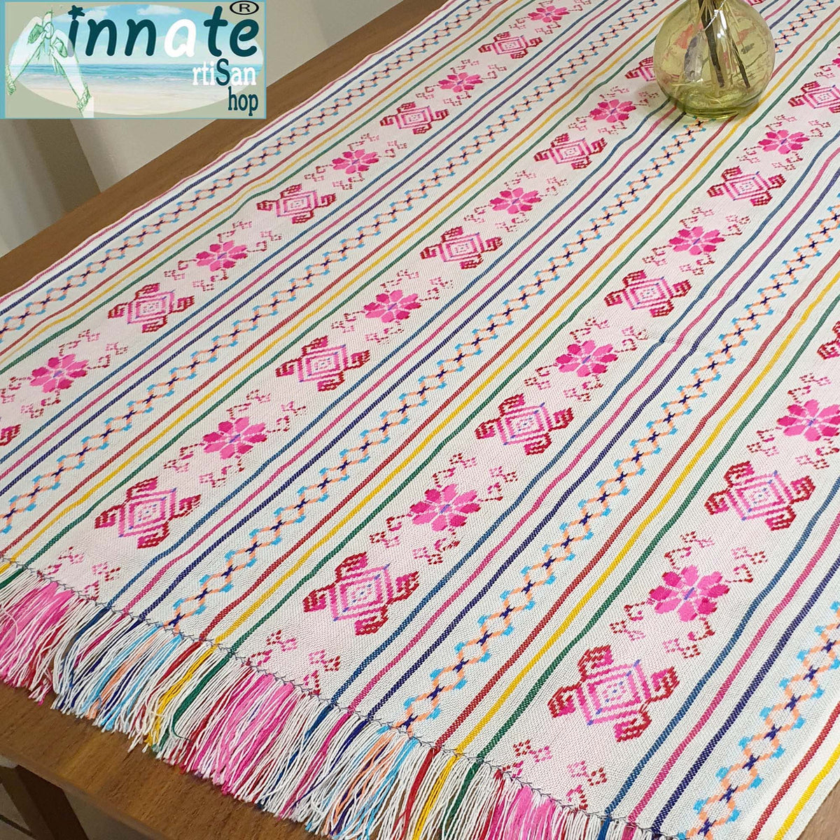 fiesta table runner, Mexican tablecloth, Mexican table runner, camino de mesa Mexicano, blanco, Aztec, linen, artisan, white table runner