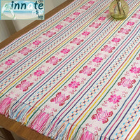 fiesta table runner, Mexican tablecloth, Mexican table runner, camino de mesa Mexicano, blanco, Aztec, linen, artisan, white table runner