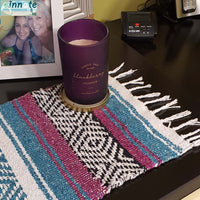 farmhouse, rustic, table runner, blanket, Mexican, falsa, maroon, turquoise