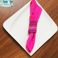 napkin holder, Mexican, woven, artisan, fuchsia, hot pink, embroidered