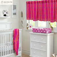 Valance, in children room, nursery, decor, hot pink, fuchsia curtain, Mexican decor