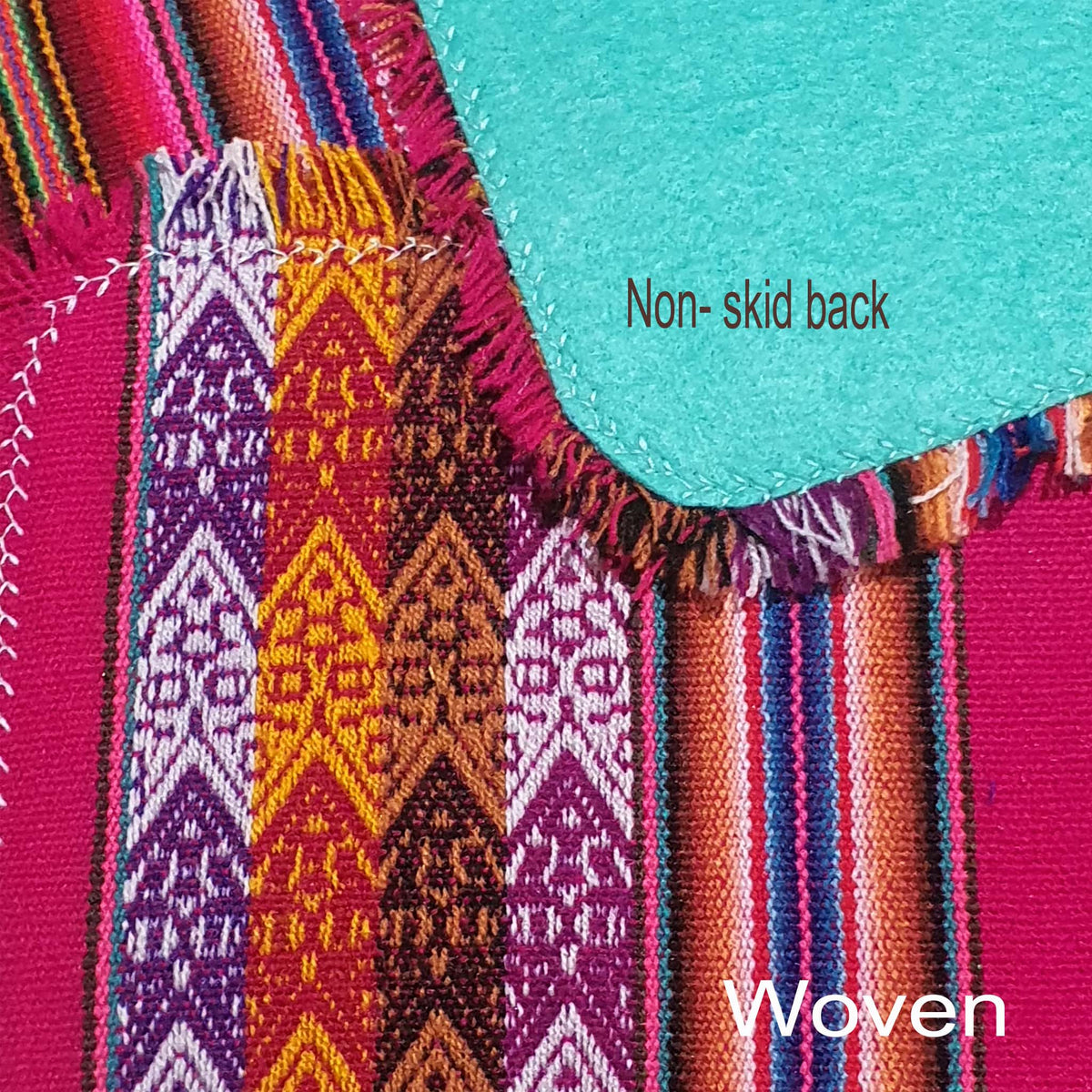 Clearance, on sale, Andean, Placemats, Inca, Peruvian, non-skid, non-slip, anti-skid, fabric, washable, fuchsia, magenta, Inca design, rectangular
