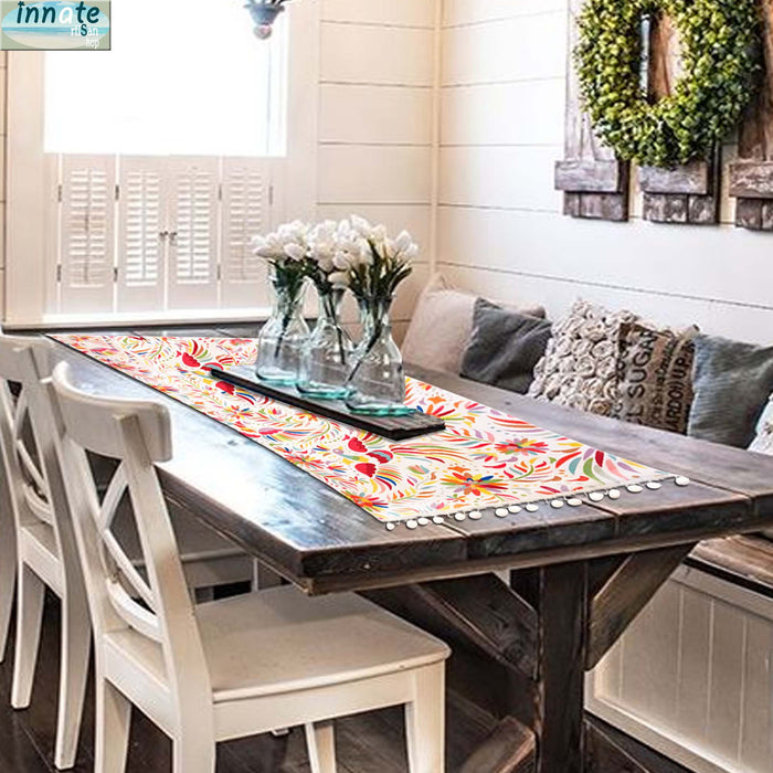 Otomi, alebrije, Mexican table runner,  colorful,  imaginary animals,  tenango, mantel mexicano