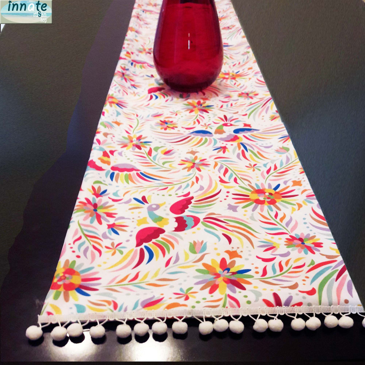 Otomi, alebrije, Mexican table runner,  colorful,  imaginary animals,  tenango, mantel mexicano
