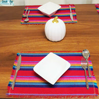 red placemats, rainbow, royal blue, black, orange, fuchsia, Mexican placemats, cambaya, non-skid, non-slid, manteles individuales, Mexicanos, rojos, cambaya, azules, negros