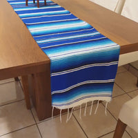 serape table runner, royal blue, unitone serape, Mexican table runner, camino de mesa azul rey, camino de mesa Mexicano, sarape