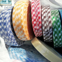 gingham red bias, gingham brown bias, single fold, binding tape, gingham  brown bias, gingham pink bias,