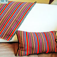red,throw pillow, with insert, andean, south america, peruvian, cojines, peruanos, andinos, aguayo, rellenos, with tassels, decor