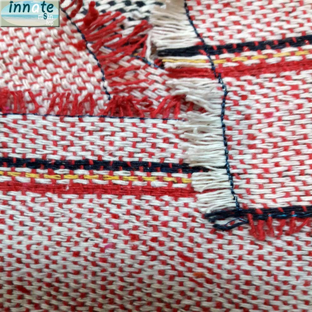 jerga, Mexican, by the yard, red, blue, rustic jerga, kitchen rag, Mexican jerga, rustic Mexican fabric