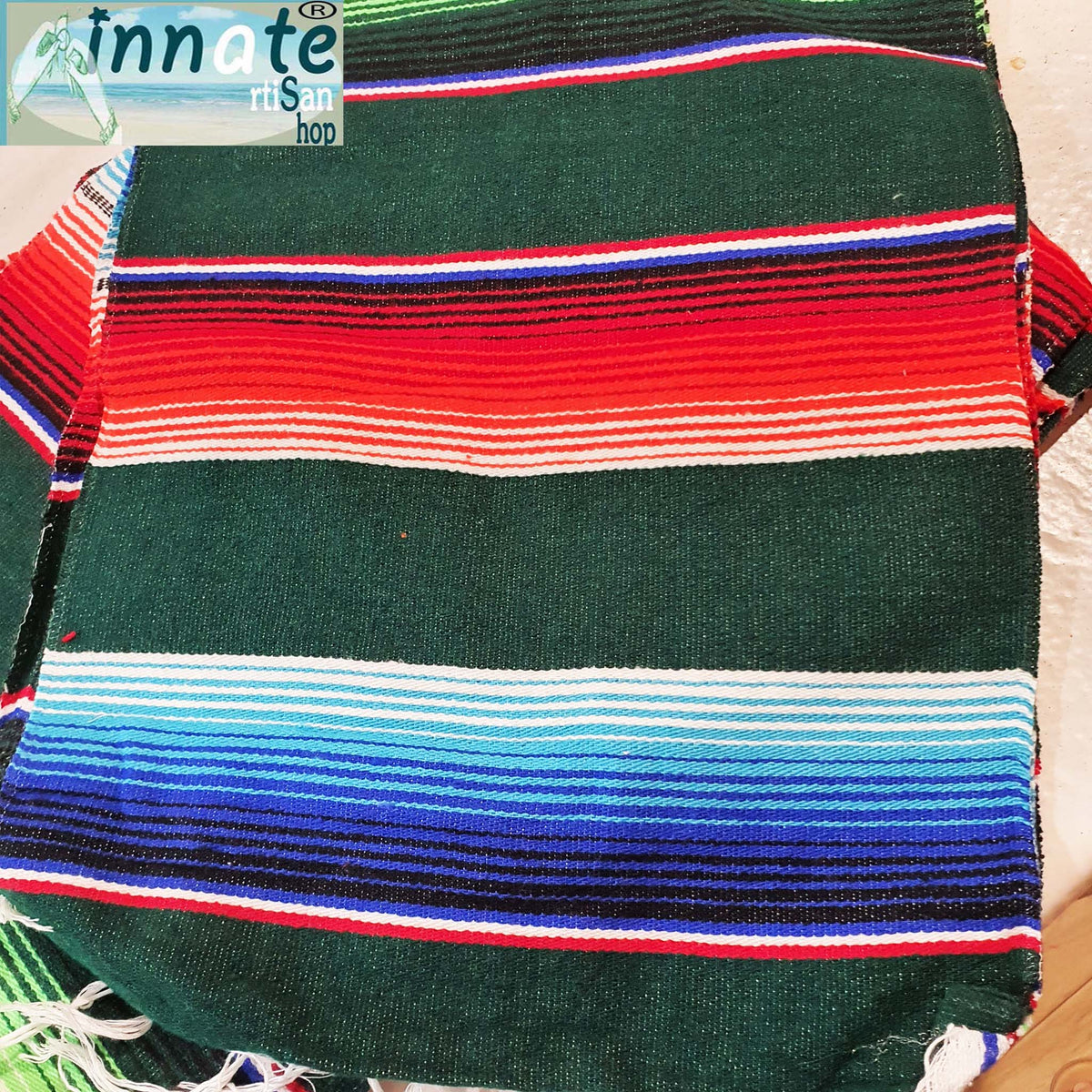 serape, table runner, green, hunter green, sarape, zarape, camino de mesa, verde, verde oscuro