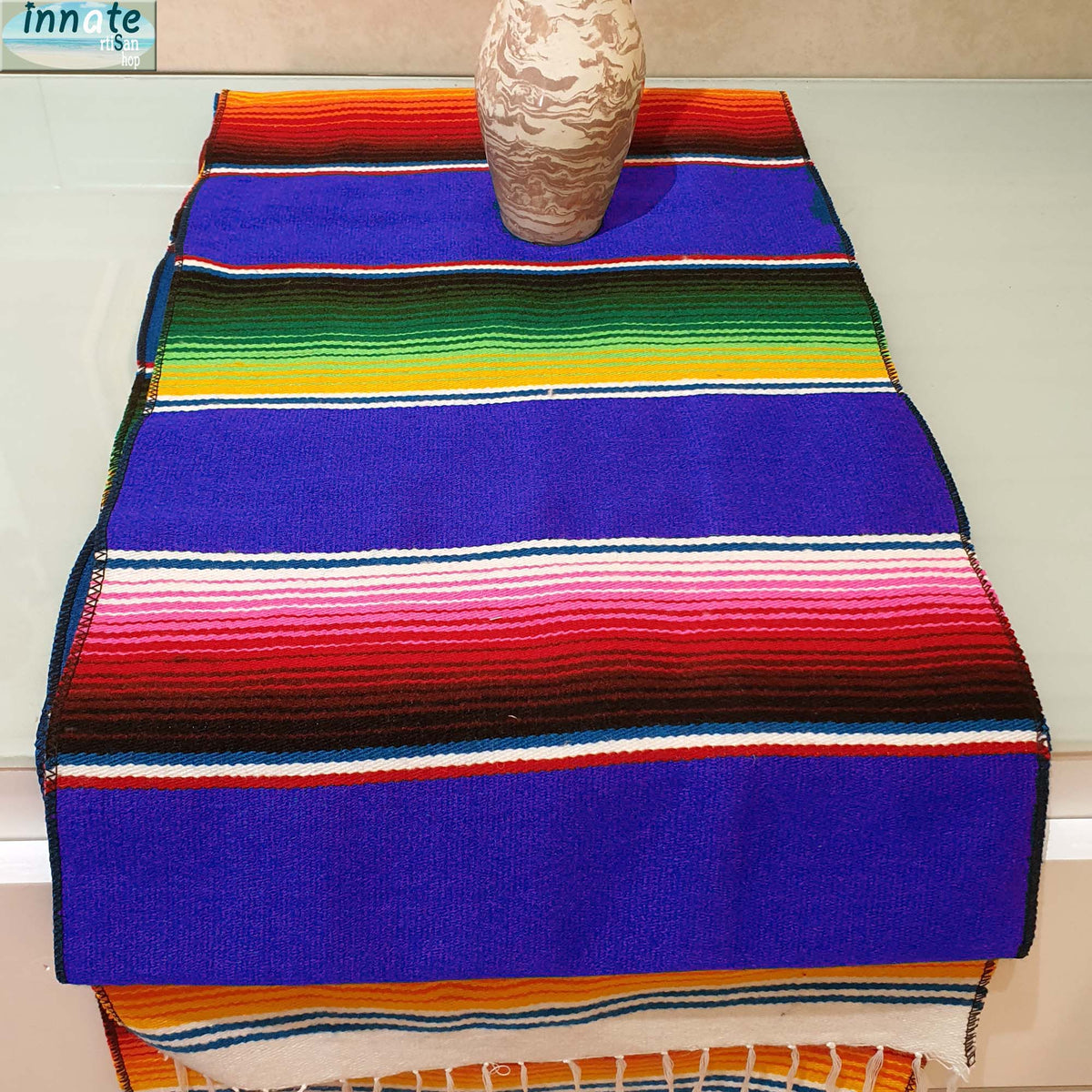 purple serape, purple Mexican table runner, sarape morado, camino de mesa, morado, sarape, zarape,