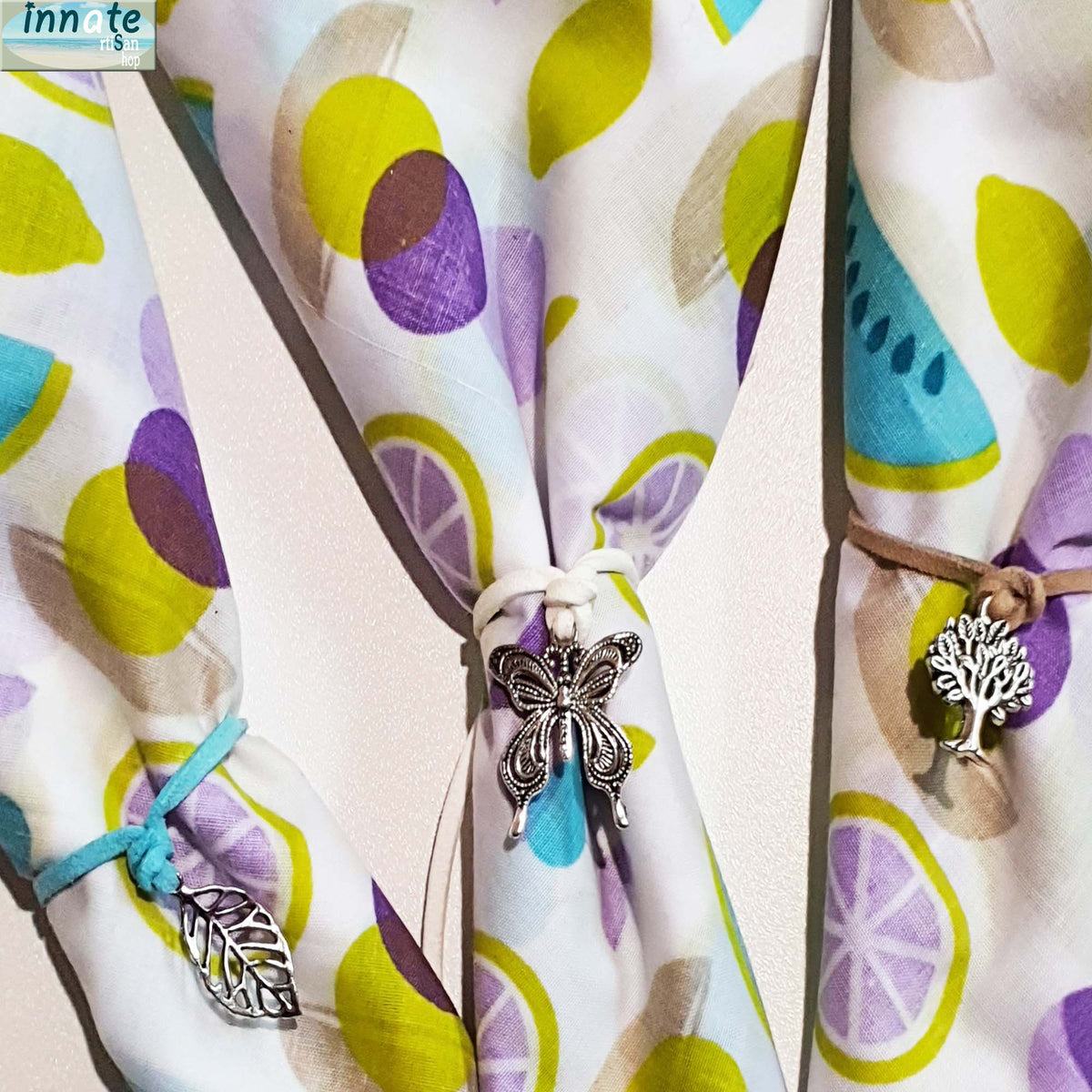 fruit print napkins, picnic, dinner napkins, cotton, handmade, purple, lemon green, cloth, reusable, 50cm, 20" napkins