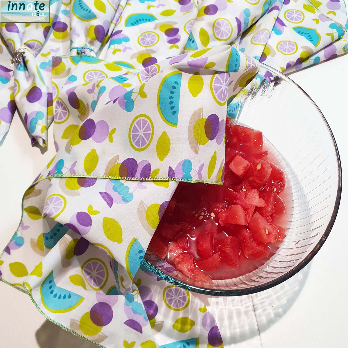 dinner napkins, cloth, cotton, fruit print, beach house napkins, handmade