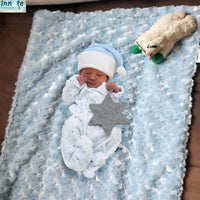 baby blanket, minky, Mexican, cambaya, stroller, baby carrier, bassinet, cobija bebe, para coche, para portabebe, azul, rayada, blue