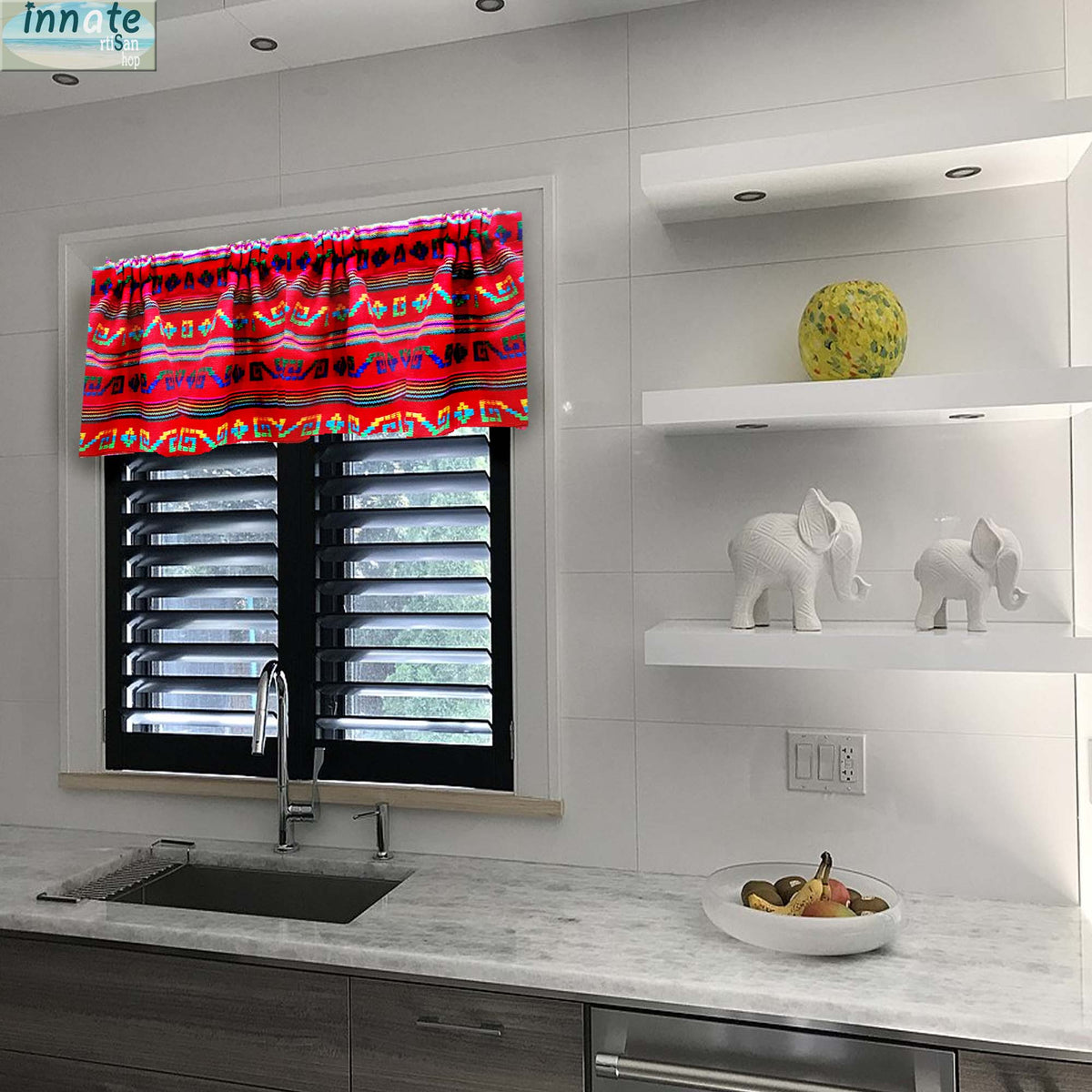 tier curtains, cafe curtains, valance, Mexican, Aztec, ethnic, cambaya, embroidered, red, rojas, cortinas a medida, balance, cortinas delgadas,