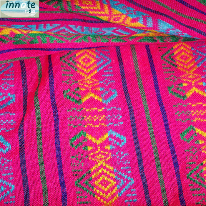 tela mexicana, Mexican fabric, by the yard, por metro, fuchsia, Mayan, Aztec, for reboseo, fiesta, cinco de mayo, table runner fabric, Mexican woven, cambaya