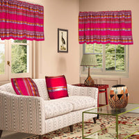 valance, privacy curtain, andean, artisan, fuchsia, hot pink, magenta, aguayo, Inca design, custom sizes