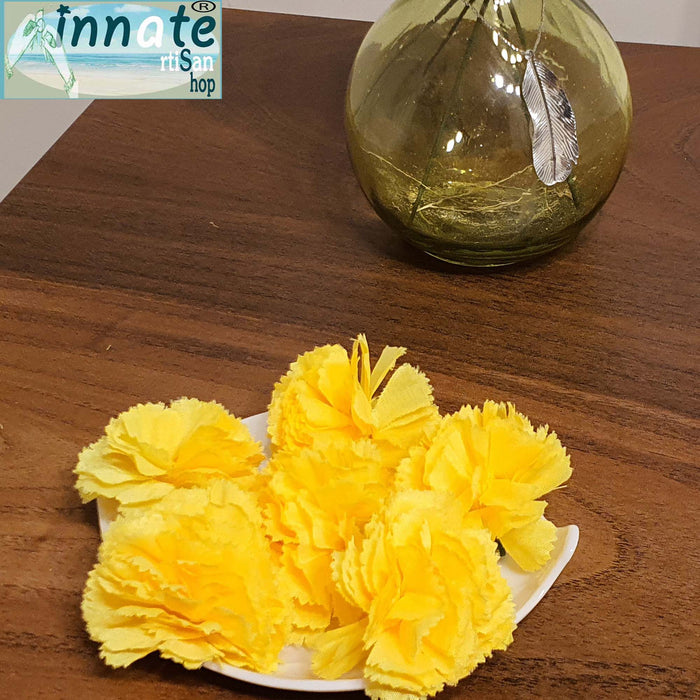 Mini 6 Cempasuchil marigold flowers, 6 silk flowers, yellow marigold - Innate Artisan Shop