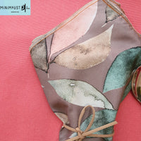 Napkins, 4 napkins, soft, nature print, pastels, leaves print, coral, mint, sand, with ties, custom napkins, minimalist, minimalistave, minimalistave.com