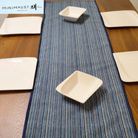 Table runner, reversible, Indigo blue, anti skid back, table runner, minimalist, blue, brown, beige
